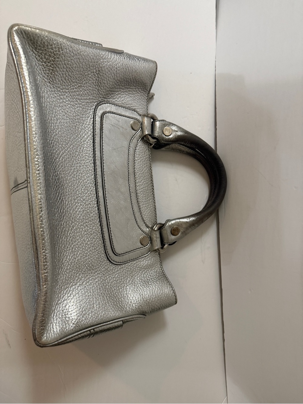 Celine Metallic Silver Pebbled Leather Boogie Tote - Picture 8 of 16